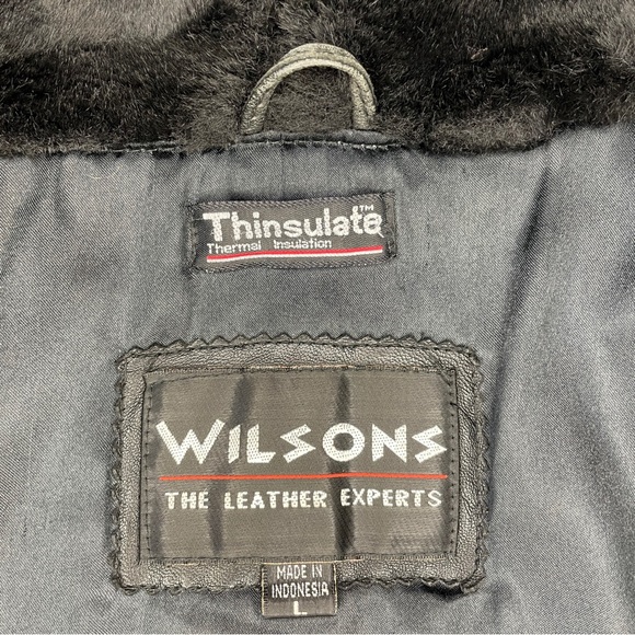 Wilsons Leather Hooded Belted Biker Jacket with Thinsulate Thermal Insulation - Picture 5 of 16